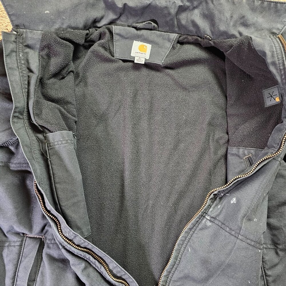 Carhartt Quick Duck Livingston Jacket Mens L Tall Black Thinsulate Hood Workwear - Picture 4 of 12